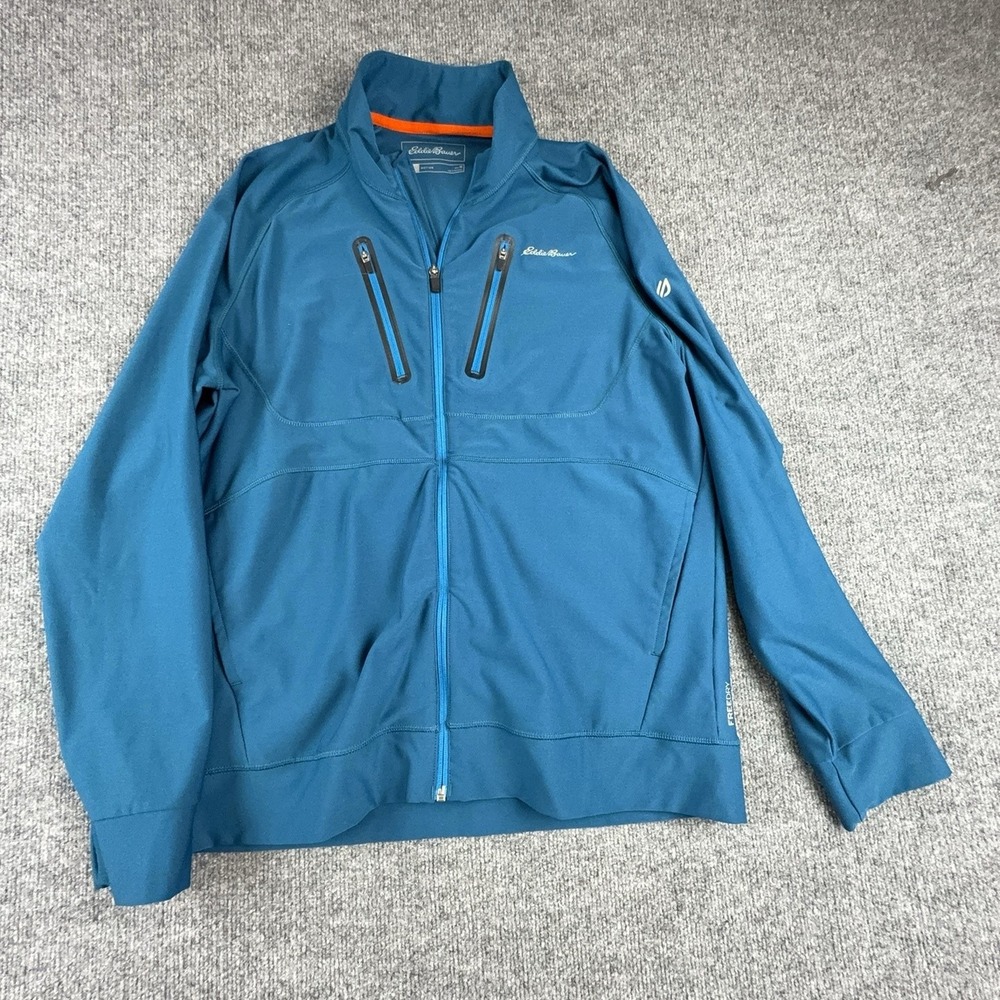 Eddie Bauer Jacket Mens Medium Blue Motion Softshell Full Zip FreeDry Hiking